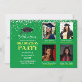 Feest met meerdere foto's groen en geel Afstudeerf Kaart (Voorkant)