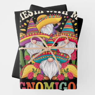 Feest met mijn Gnomigos-kabouter Cinco De Mayo Inpakpapier Vel