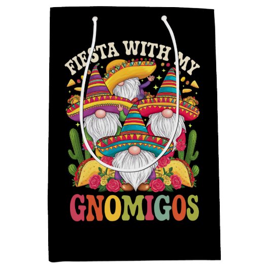 Feest met mijn Gnomigos-kabouter Cinco De Mayo Medium Cadeauzakje (Voorkant)