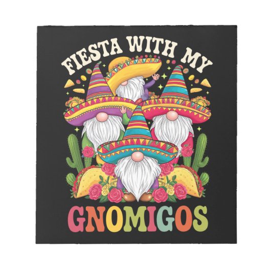 Feest met mijn Gnomigos-kabouter Cinco De Mayo Notitieblok (Voorkant)