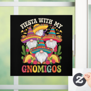Feest met mijn Gnomigos-kabouter Cinco De Mayo Raamsticker