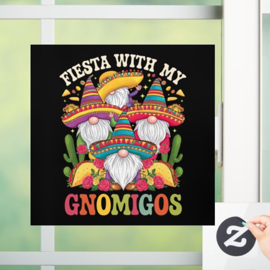 Feest met mijn Gnomigos-kabouter Cinco De Mayo Raamsticker (Huis)