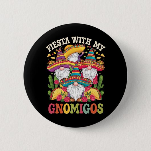 Feest met mijn Gnomigos-kabouter Cinco De Mayo Ronde Button 5,7 Cm (Voorkant)