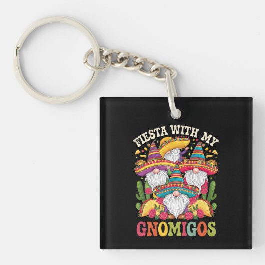 Feest met mijn Gnomigos-kabouter Cinco De Mayo Sleutelhanger (Voorkant)
