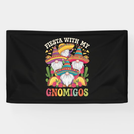 Feest met mijn Gnomigos-kabouter Cinco De Mayo Spandoek (Horizontaal)