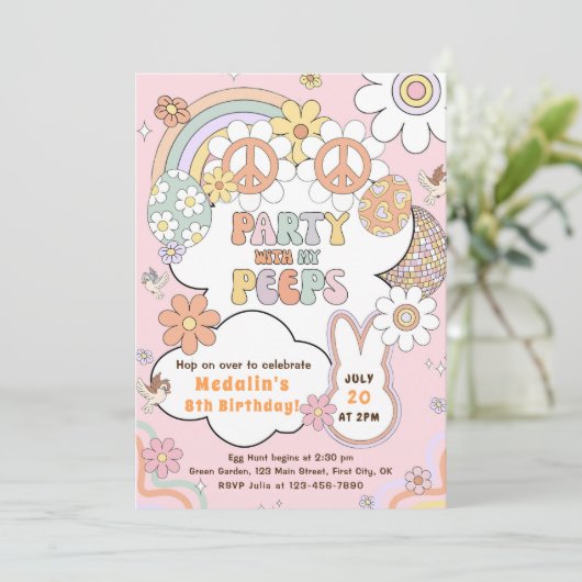 Feest met mijn Peeps verjaardagsfeestje Kaart (Staand voorkant)