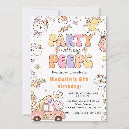 Feest met mijn Peeps verjaardagsfeestje Kaart (Voorkant)