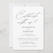 Feest met ons Black White Calligraphy Wedding Kaart (Voorkant)