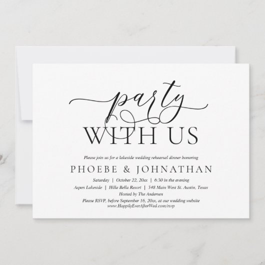 feest met ons, Classy Wedding Rehearsal Dinner Kaart (Voorkant)
