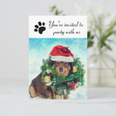 Feest Met Ons Hond - 3x5 Vakantiefeest Uitnodiging (Staand voorkant)
