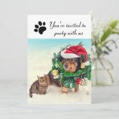 Feest met ons Hond & Kat - Uitnodiging voor vakant (Staand voorkant)
