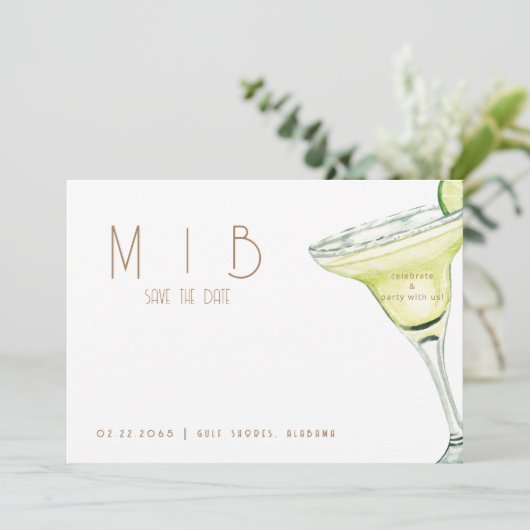 Feest met ons Margarita Bruiloft Save the Date Kaart (Staand voorkant)
