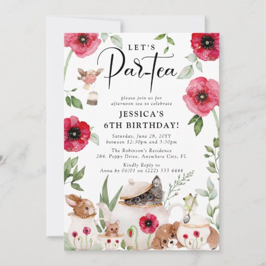 Feest met papavers: de verjaardag van het kleine m kaart (Voorkant)