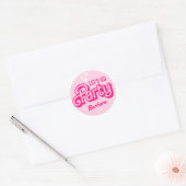 Feest met Roze Glitters en Naam naar Keuze Ronde Sticker (Envelop)