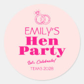 Feest met Roze Ringen Vrouwenfeest Ronde Sticker (Voorkant)