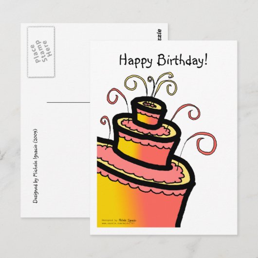 FEEST MET TAART! BRIEFKAART (Voorkant / Achterkant)