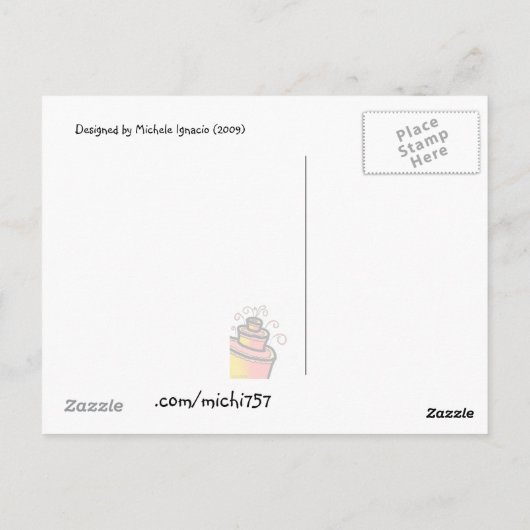 FEEST MET TAART! BRIEFKAART (Achterkant)