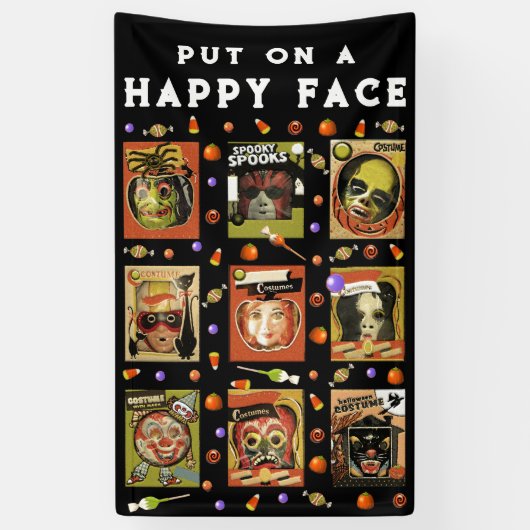Feest met vintage Halloween-kostuums Spandoek (Verticaal)
