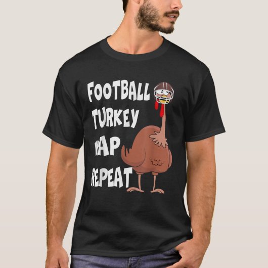 Feest Mode Football en Turkije Nap Herhaal Thanksg T-shirt (Voorkant)
