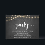 Feest na 'Happily Ever After', slingerlichtjes, el Kaart<br><div class="desc">Mooie 'Happily Ever After' feest,  trouw elopement aankondiging / uitnodigingskaart,  in modern rustieke bruine schoolbord,  slingerlichtjes ontwerp. Dit is perfect voor je trouwreceptie en nazorgfeest. Voeg je details toe in bijpassend lettertype / lettering.
#TeeshaDerrick</div>