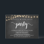 Feest na 'Happily Ever After', slingerlichtjes, el Kaart<br><div class="desc">Mooie 'Happily Ever After' feest,  trouw elopement aankondiging / uitnodigingskaart,  in modern rustieke bruine schoolbord,  slingerlichtjes ontwerp. Dit is perfect voor je trouwreceptie en nazorgfeest. Voeg je details toe in bijpassend lettertype / lettering.
#TeeshaDerrick</div>