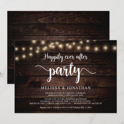 Feest na 'Happily Ever After', String Lights Trouw Kaart (Voorkant / Achterkant)