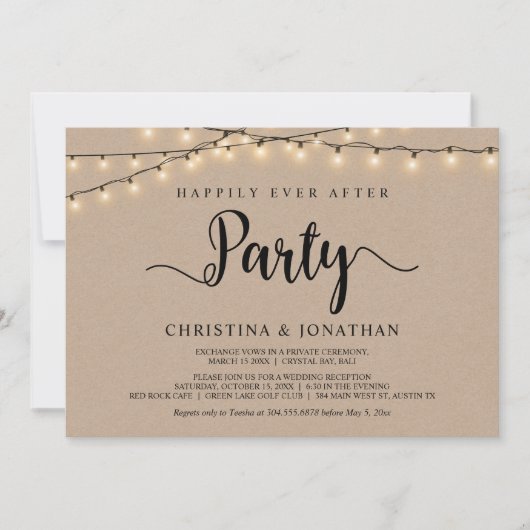 Feest na Happily Ever After, String Lights Trouwen Kaart (Voorkant)