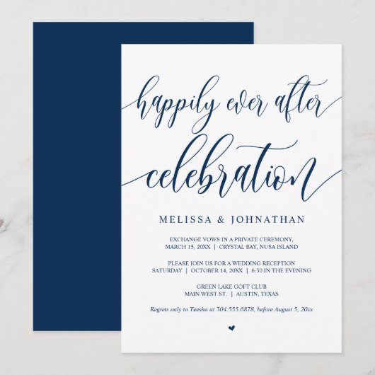 Feest na 'Happily Ever After', Zwart, Elopement Kaart (Voorkant / Achterkant)