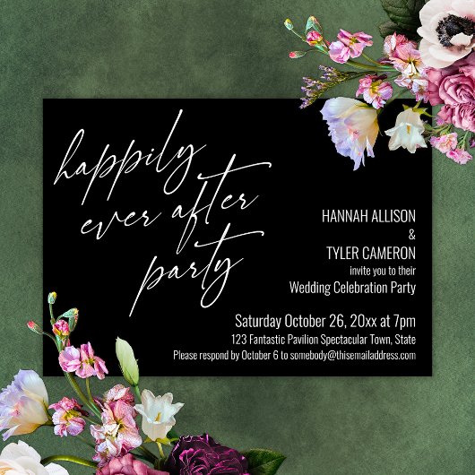 Feest na 'Happily Ever After' Zwarte Huwelijksrece Kaart
