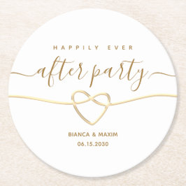 Feest na het huwelijk bruiloftsreceptie ronde kartonnen onderzetter