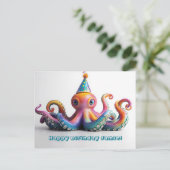 Feest Octopus - Leuke Verjaardagsontwerp Briefkaart (Staand voorkant)