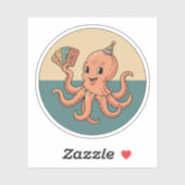 Feest Octopus met Carnavalskaartjes - Retro Plezie Sticker (Vel)