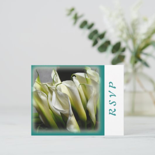 Feest of bruiloft RSVP briefkaarten - Calla Lelies (Staand voorkant)