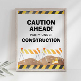 Feest onder constructie bord poster