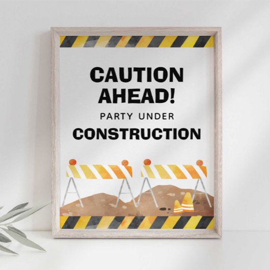 Feest onder constructie bord poster