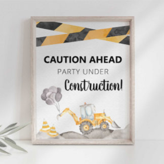 Feest onder constructie bord poster