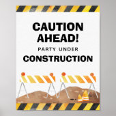 Feest onder constructie bord poster (Voorkant)