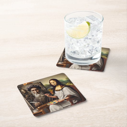 Feest Onderzetter: Mona Does da Vinci Kartonnen Onderzetters (Insitu)