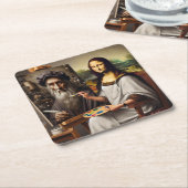 Feest Onderzetter: Mona Does da Vinci Kartonnen Onderzetters (Schuin)