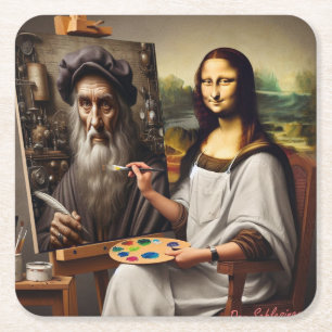 Feest Onderzetter: Mona Does da Vinci Kartonnen Onderzetters