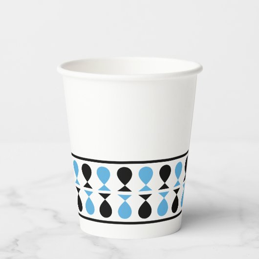 Feest op! Blauw Papieren Bekers (Achterkant)