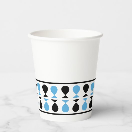 Feest op! Blauw Papieren Bekers (Voorkant)