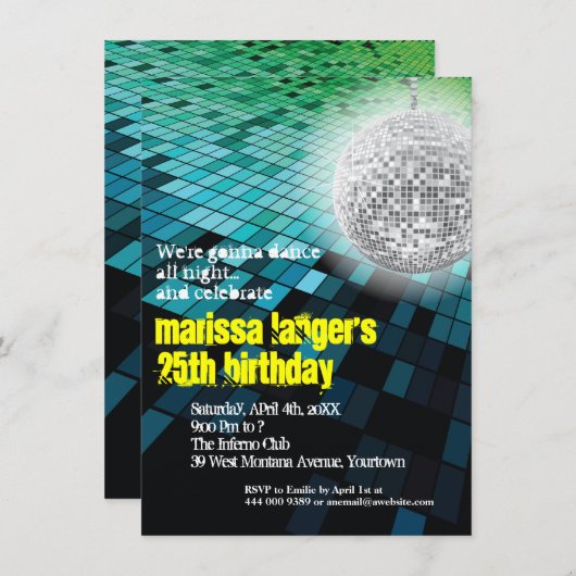 Feest op de dansvloer en onder de spiegelbol kaart (Voorkant / Achterkant)