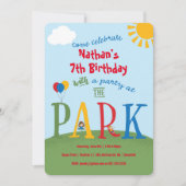 Feest op de Park Verjaardag Uitnodiging (Voorkant)