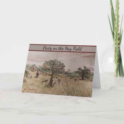 Feest op het hooiveld gevouwen vakantie Kaart (Voorkant)