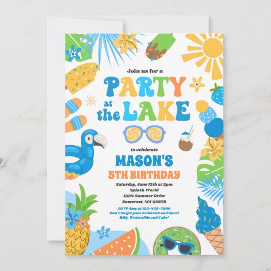 Feest op het Lake Summer BBQ verjaardagsfeestje Kaart (Voorkant)
