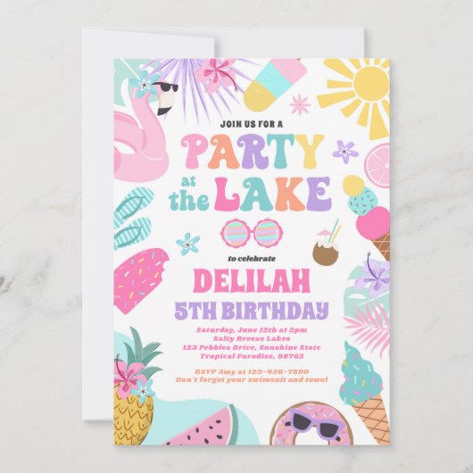 Feest op het Lake Summer BBQ verjaardagsfeestje Kaart (Voorkant)