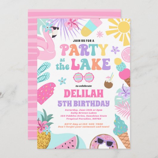 Feest op het Lake Summer BBQ verjaardagsfeestje Kaart (Voorkant / Achterkant)