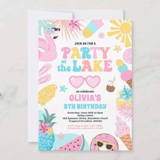 Feest op het Lake Summer BBQ verjaardagsfeestje Kaart (Voorkant)