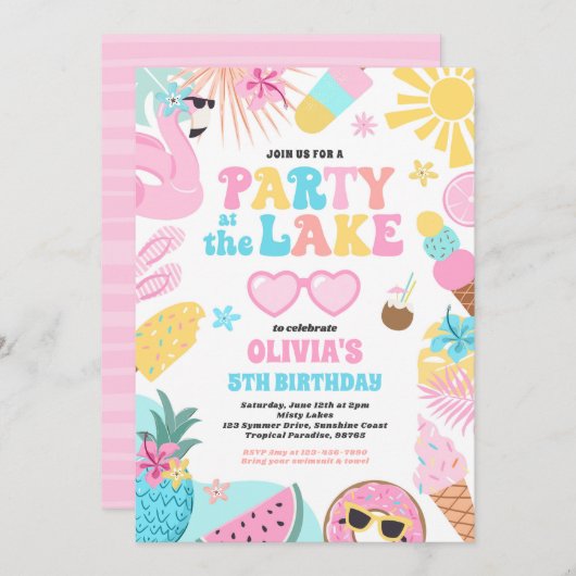 Feest op het Lake Summer BBQ verjaardagsfeestje Kaart (Voorkant / Achterkant)